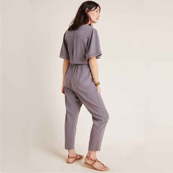 Cloth & Stone Gray V Neck Pull On Gulpiyuri Jumpsuit - Picture 3 of 4